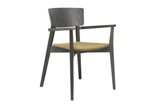 HELLEN PO05 - Wooden chair with armrests and straw seat _ New Life